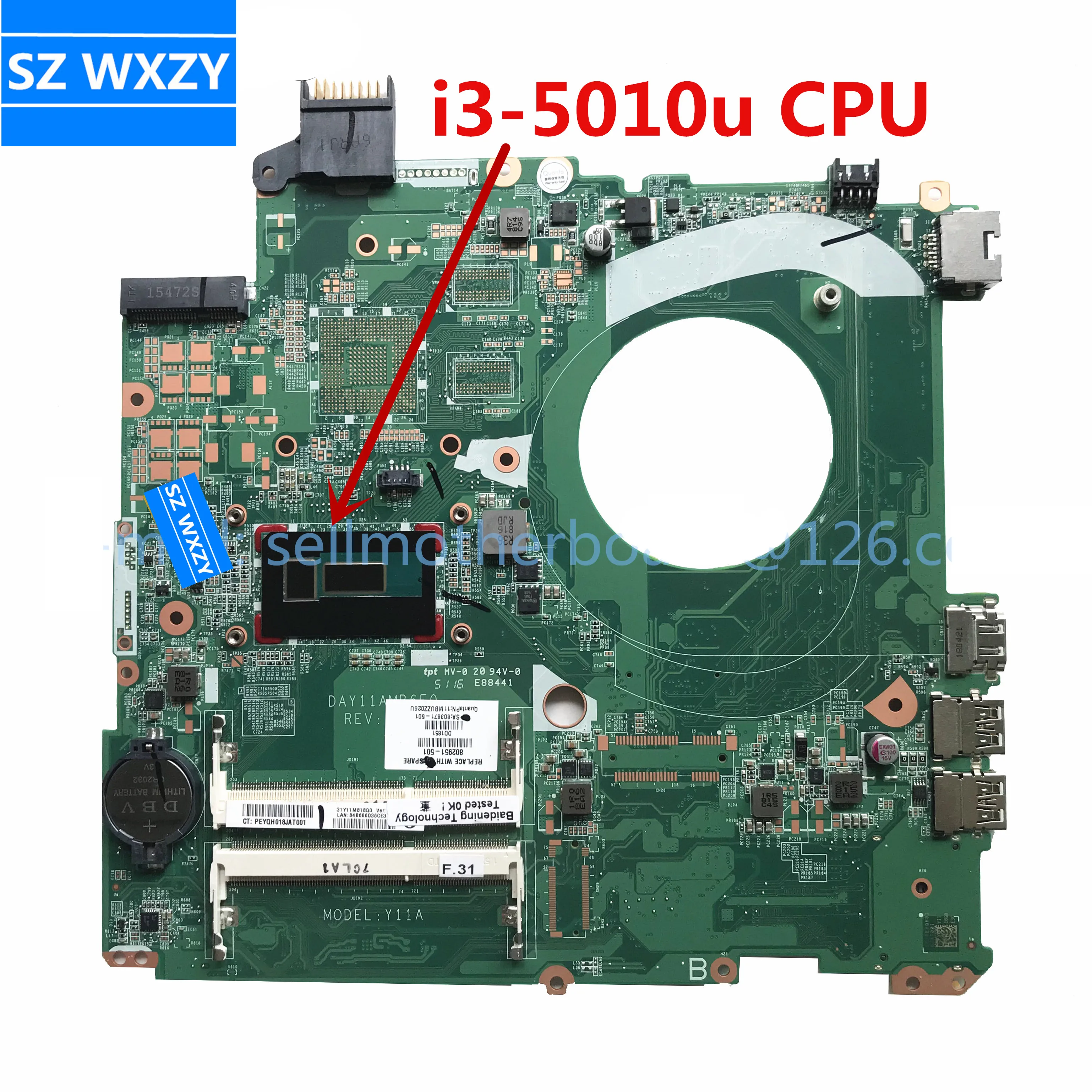Для HP 15-P серии Материнская плата для ноутбука 802951-501 802951-001 с i3-5010u ЦП DAY11AMB6E0 100%