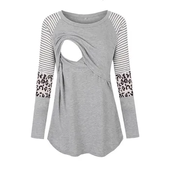 Nursing Tshirt Women Leopard Print Printing Round Neck Stripe Serve Long Sleeve T Shirt Maternity Breastfeeding Tops Mom Shirt
Nursing Tshirt Women Leopard Print Printing Round Neck Stripe Serve Long Sleeve T Shirt Maternity Breastfeeding Tops Mom Shirt
