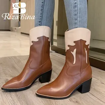 RIZABINA Women Square Heels Mid Calf Boots Winter Warm Genuine Leather Shoes Women Office Pointed Toe Short Boots Size 34-40
RIZABINA Women Square Heels Mid Calf Boots Winter Warm Genuine Leather Shoes Women Office Pointed Toe Short Boots Size 34-40