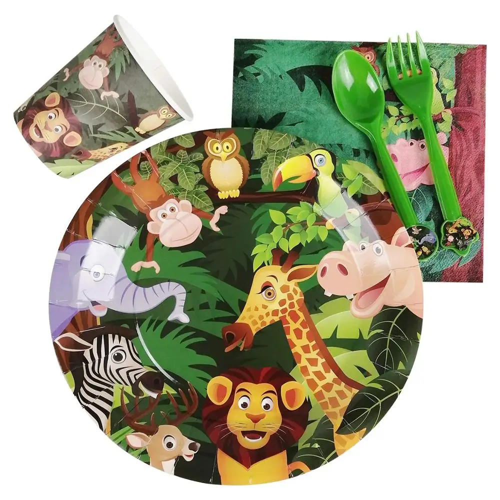 Jungle Forest Zoo Theme Party Decoration Disposable Tableware Animal Pattern Paper Plates Cups Kids Baby Shower Party Supplies
Jungle Forest Zoo Theme Party Decoration Disposable Tableware Animal Pattern Paper Plates Cups Kids Baby Shower Party Supplies