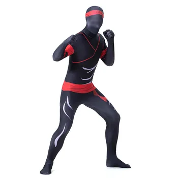 

Japanese Black Ninja Fullbody Lycra Spandex Zentai Overall Suit Halloween Cosplay Costume Masquerade Tight Bodysuit