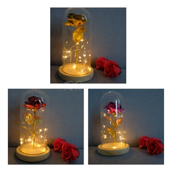 RH Hot Sale Beauty and The Beast Gold Foil Rose Flower LED Light Artificial Flowers In Glass Dome Party Decorations Gift For Gir
RH Hot Sale Beauty and The Beast Gold Foil Rose Flower LED Light Artificial Flowers In Glass Dome Party Decorations Gift For Gir