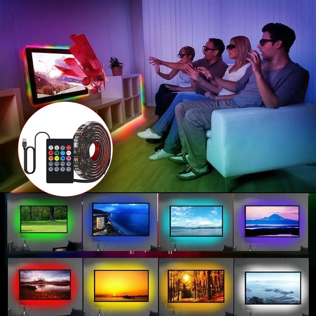USB LED Strip with RF Remote Music controller Flexible Strip Light 5050 RGB TV Background Lightgting Sound sensor with RF Remote
USB LED Strip with RF Remote Music controller Flexible Strip Light 5050 RGB TV Background Lightgting Sound sensor with RF Remote