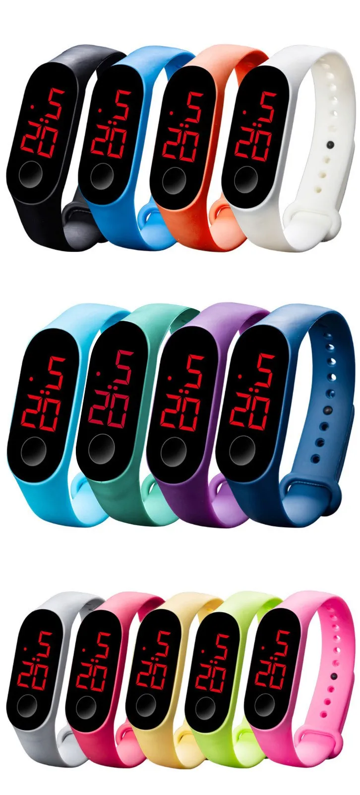 Digital Waterproof Watch Women Men 13 Colors Red LED Electronic Sports Luminous Sensor наручные часы Fashion Buckle Wrist Watch