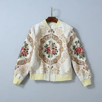 2019 Autumn Winter Cotton Coat Women Flower Print Beading Baseball Uniform Female Long Sleeved O Neck Vintage Jacket High Street
2019 Autumn Winter Cotton Coat Women Flower Print Beading Baseball Uniform Female Long Sleeved O Neck Vintage Jacket High Street