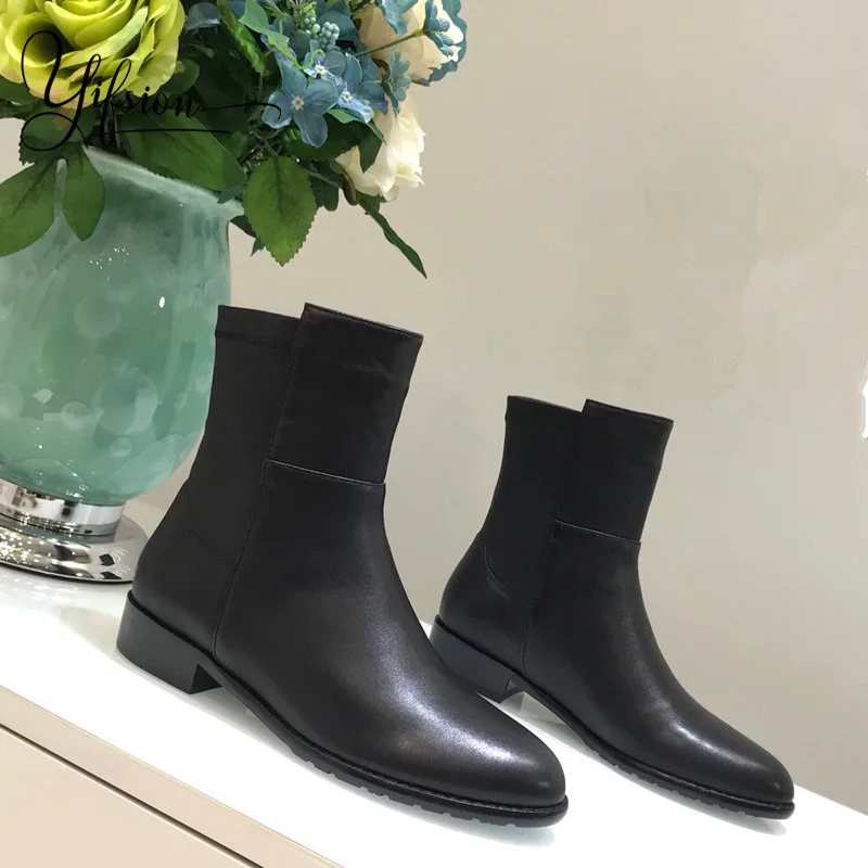 OLOME New Fashion Black Genuine Leather Women Boots Round Toe Slip On Women Autumn Winter Ankle Boots Shoes Woman
OLOME New Fashion Black Genuine Leather Women Boots Round Toe Slip On Women Autumn Winter Ankle Boots Shoes Woman