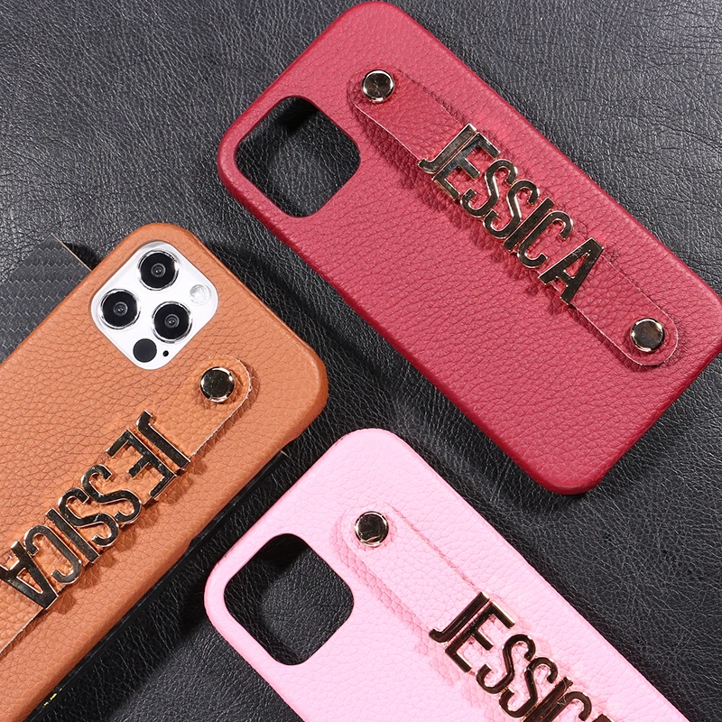 Customised Luxury Cowhide Leather  Case For iPhone with holder