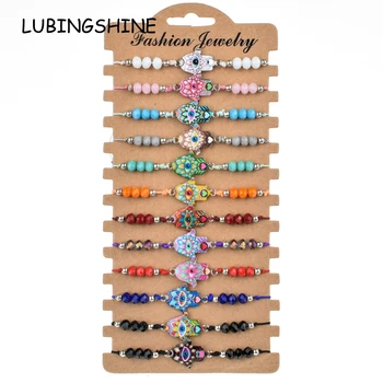 12pcs/lot Fatima Hand Crystal Bead Braided Bracelet for Women Child Evil Eye Adjustable Rope Chain Yoga Anklet Bohemian Jewelry
12pcs/lot Fatima Hand Crystal Bead Braided Bracelet for Women Child Evil Eye Adjustable Rope Chain Yoga Anklet Bohemian Jewelry