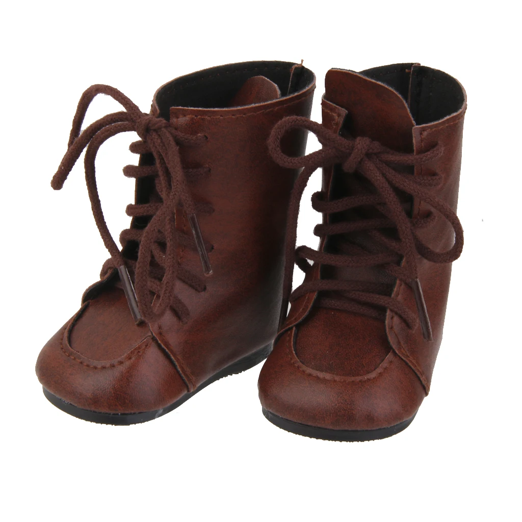 Vintage Brown Lace Up Boots Shoes for 18inch American Doll Clothes Dress Up Accs Vintage Brown Lace Up Boots Shoes for 18inch American Doll Clothes Dress Up Accs