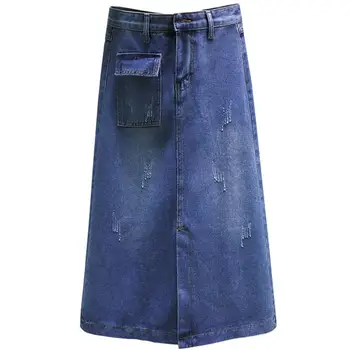 plus size 5XL!Spring summer casual denim skirt women high waist long a-line jeans skirt 
plus size 5XL!Spring summer casual denim skirt women high waist long a-line jeans skirt