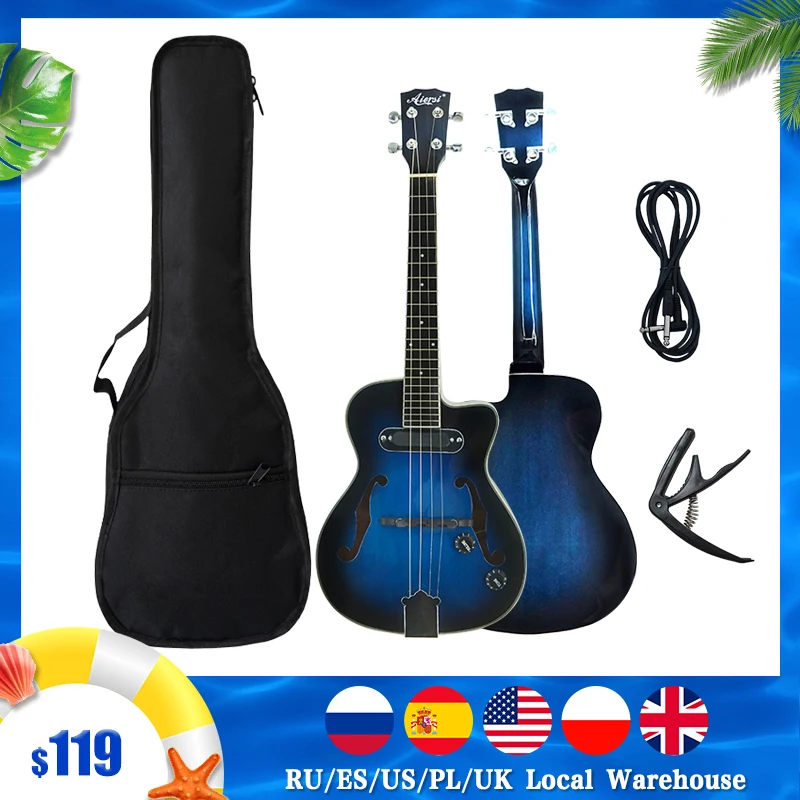 Aiersi 26 Inch Tenor Cutaway Jazz Ukulele F hole Mini Acoustic Guitar 4 Strings Ukelele Electric Guitarre With bag capo cable
Aiersi 26 Inch Tenor Cutaway Jazz Ukulele F hole Mini Acoustic Guitar 4 Strings Ukelele Electric Guitarre With bag capo cable