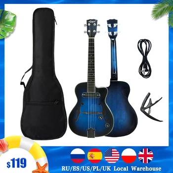 Aiersi 26 Inch Tenor Cutaway Jazz Ukulele F hole Mini Acoustic Guitar 4 Strings Ukelele Electric Guitarre With bag capo cable 
Aiersi 26 Inch Tenor Cutaway Jazz Ukulele F hole Mini Acoustic Guitar 4 Strings Ukelele Electric Guitarre With bag capo cable