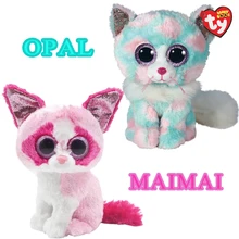 

15cm Ty Beanie Boos Cute PASTEL CAT Opal Pink MaiMai Sparkly Pink Glitter Eyes Kawaii Girl Plush Toy Children's Toy Birthday Gif