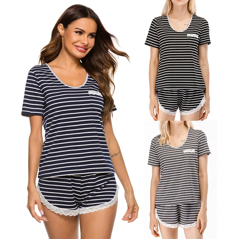 bedroom sets Casual Striped Set Summer 2020 2 Piece Set Pyama Woman Set Two Piece Sleepwear Sets Sleepwear Women Cotton Pajamas
bedroom sets Casual Striped Set Summer 2020 2 Piece Set Pyama Woman Set Two Piece Sleepwear Sets Sleepwear Women Cotton Pajamas