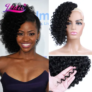 

Lydia Synthetic High Puff Afro Kinky Curly Bang Natural Black Chignon Clips in Hairpiece Extension 110g/PCS For Ladies Daily