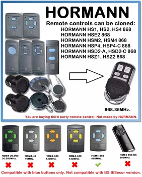 HORMANN HS1 HS2 HS4 868 MHZ Cloning Remote Control HORMAN HSM4 HSM2 Wireless 4 Keys Duplicator Gate control for Garage Gate Door
HORMANN HS1 HS2 HS4 868 MHZ Cloning Remote Control HORMAN HSM4 HSM2 Wireless 4 Keys Duplicator Gate control for Garage Gate Door