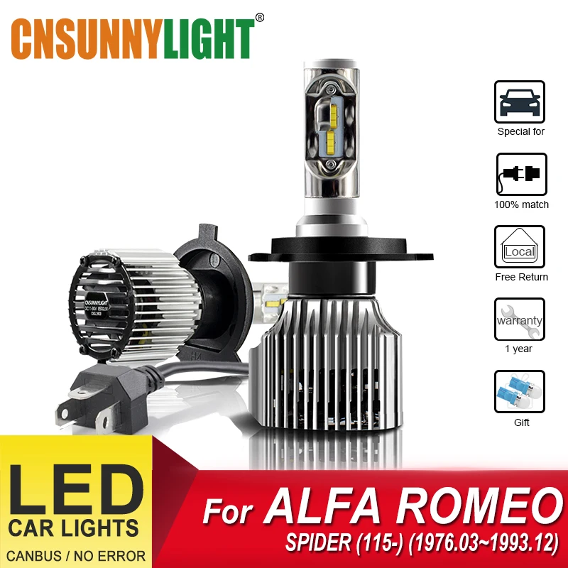 CNSUNNYLIGHT Car Headlamp LED Auto Lamp Bulbs For ALFA ROMEO SPIDER (115_) (1976.03~1993.12) Light Error Free Foglamp Headlight
CNSUNNYLIGHT Car Headlamp LED Auto Lamp Bulbs For ALFA ROMEO SPIDER (115_) (1976.03~1993.12) Light Error Free Foglamp Headlight