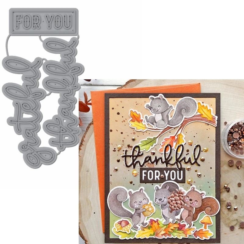Фото Greatful Thankful For You Phrase Of Thanksgiving Metal Cutting Dies Stencils Die Cut Card Making DIY New2019 Crafts Cards | Дом и сад