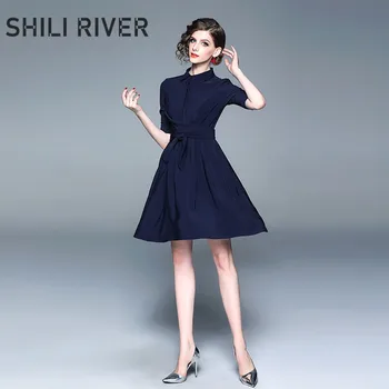 New summer knee lengt shirt dress for women a line short sleeve slim girl cute elegant blue pleated full dress with collar belt
New summer knee lengt shirt dress for women a line short sleeve slim girl cute elegant blue pleated full dress with collar belt