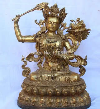 16"Tibet Tibetan Buddhism Bronze Gilt Manjushri Wenshu Bodhisattva Buddha Statue
16"Tibet Tibetan Buddhism Bronze Gilt Manjushri Wenshu Bodhisattva Buddha Statue