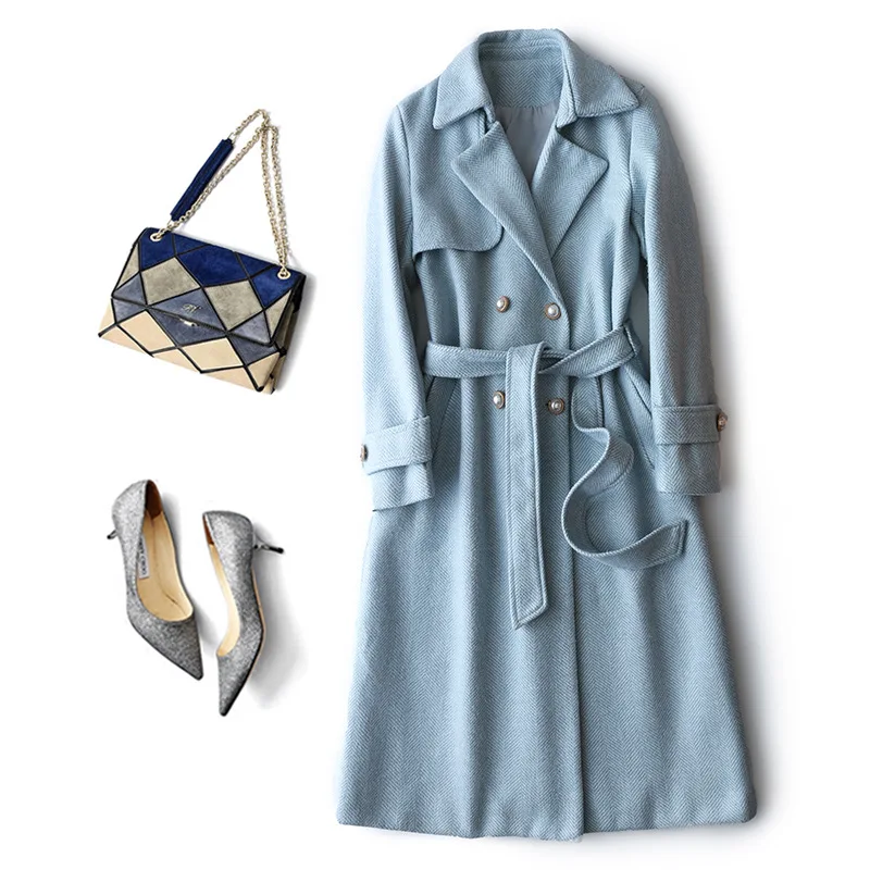 2019 Winter Women Vintage French Style Brief Casual Slim Woolen Jacket Ladies Pearl Button Warm Sky Blue Long Coat Outerwear
2019 Winter Women Vintage French Style Brief Casual Slim Woolen Jacket Ladies Pearl Button Warm Sky Blue Long Coat Outerwear