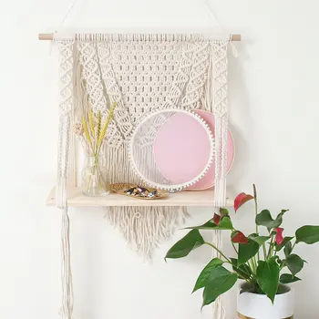 Wooden Double-layer Macrame Wall Hanging Shelf Partition Frame Decoracion Hogar Basket Plant Holder Flower Basket Boho Decor
Wooden Double-layer Macrame Wall Hanging Shelf Partition Frame Decoracion Hogar Basket Plant Holder Flower Basket Boho Decor