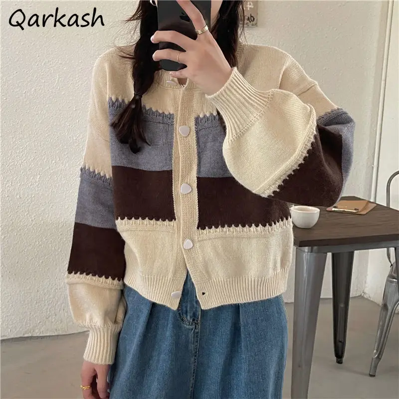 

Cardigan Women Sweater Vintage Style Autumn Ladies Crops Ulzzang Chic Jumper Basic Knitted Casual Student Classy Popular Cozy