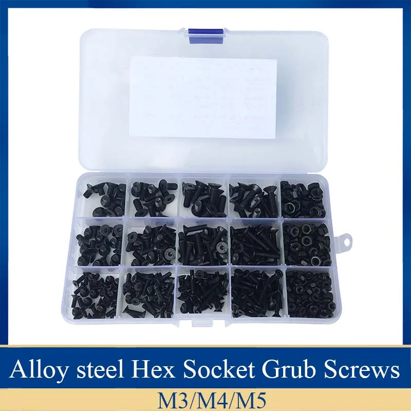 460pcs M3 M4 M5 black high strength Inside countersunk hexagonal screw with nut Set kit
460pcs M3 M4 M5 black high strength Inside countersunk hexagonal screw with nut Set kit