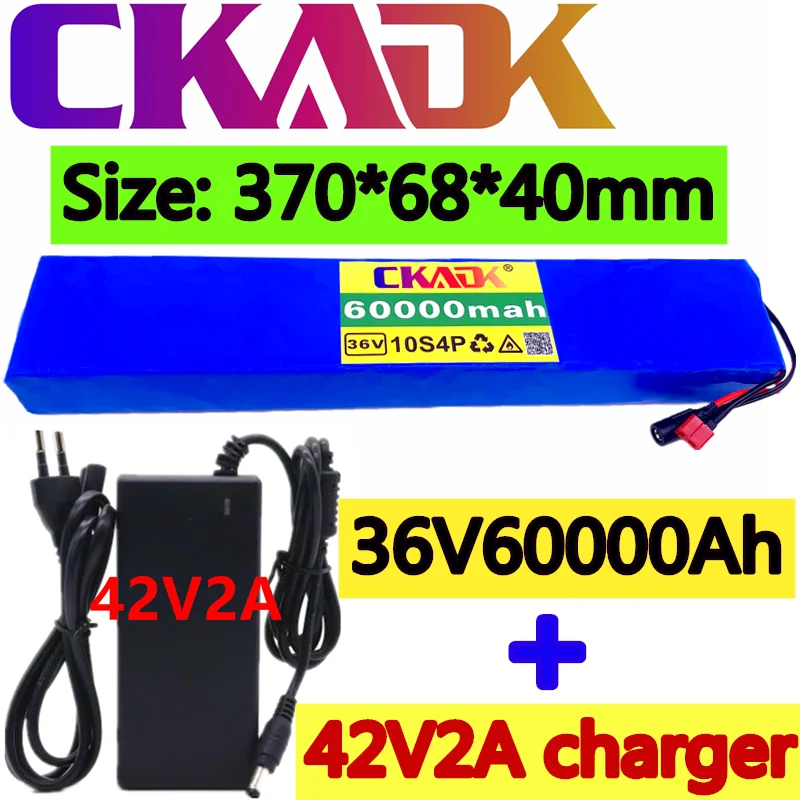 2020 Original 36V battery 10S4P 60Ah battery pack 1000W high power battery 42V 60000mAh Ebike electric bike BMS+42V2A Charger
2020 Original 36V battery 10S4P 60Ah battery pack 1000W high power battery 42V 60000mAh Ebike electric bike BMS+42V2A Charger