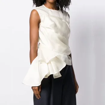 iMucci 2020 Spring and Summer European Fashion Personality Irregular Hem Lotus Leaf Round Neck Wild White Vest Top Women TM1028
iMucci 2020 Spring and Summer European Fashion Personality Irregular Hem Lotus Leaf Round Neck Wild White Vest Top Women TM1028