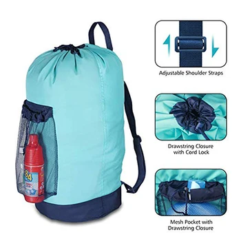 Laundry Bag Mesh Pocket Nylon Backpack Clothes Hamper Bag with Drawstring Closure for College Travel Laundromat
Laundry Bag Mesh Pocket Nylon Backpack Clothes Hamper Bag with Drawstring Closure for College Travel Laundromat