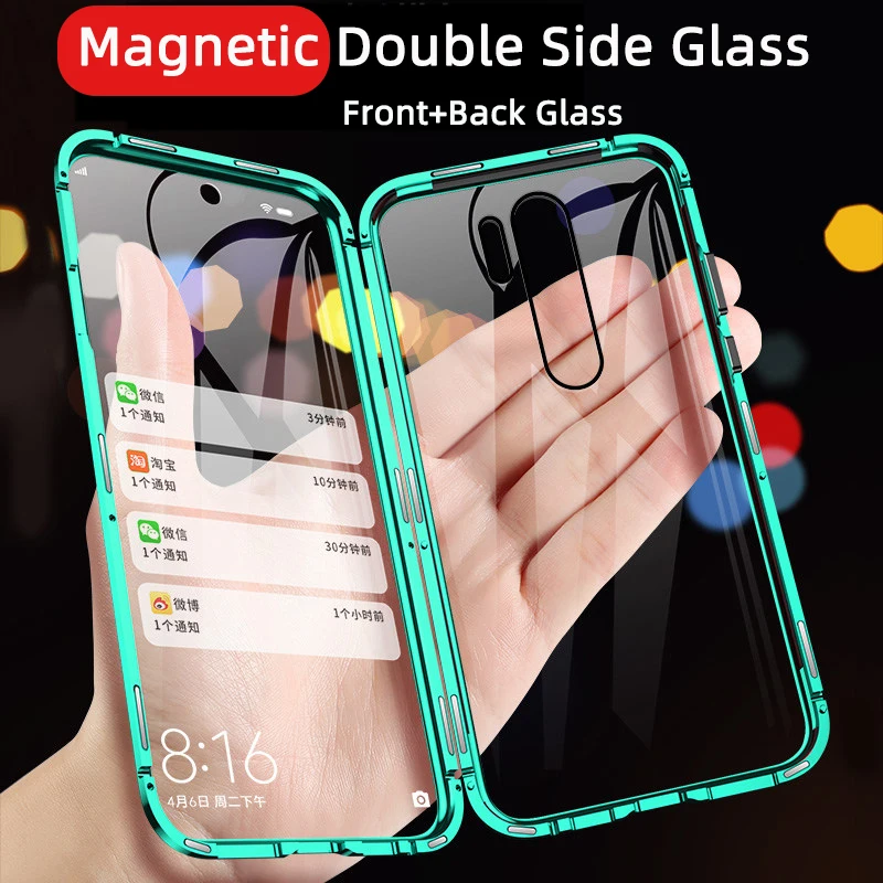 Двухсторонний Магнитный чехол из закаленного стекла для Oppo A9 A5 A31 2020 F11 Pro A91 A52 A11X
