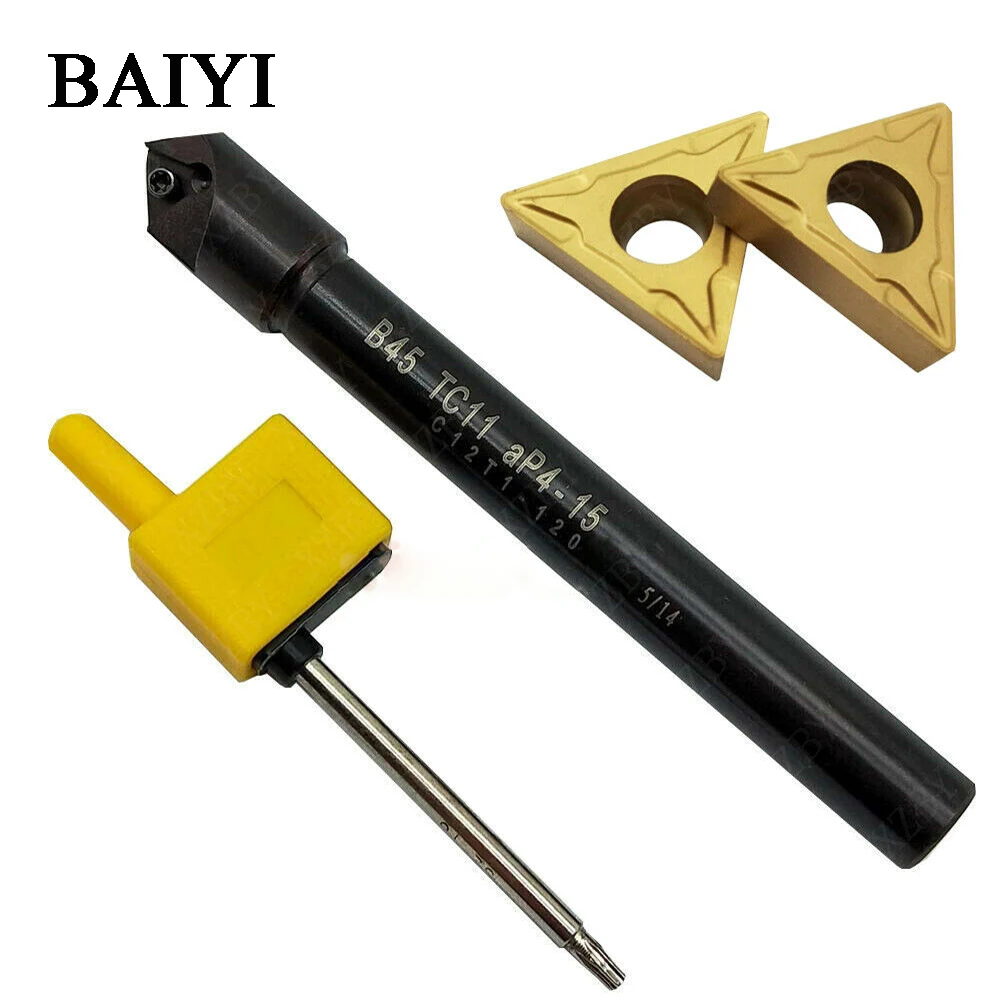 1pc 45°Chamfering drill tool holder B45 TC11 C12T1-120 SSP C12-120 + 10p TCMT110204 BP010/TNMG331
1pc 45°Chamfering drill tool holder B45 TC11 C12T1-120 SSP C12-120 + 10p TCMT110204 BP010/TNMG331