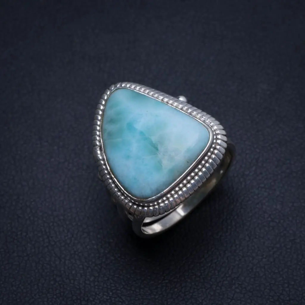 Natural Caribbean Larimar Handmade Unique 925 Sterling Silver Ring, US size 6.75 T8028
Natural Caribbean Larimar Handmade Unique 925 Sterling Silver Ring, US size 6.75 T8028
