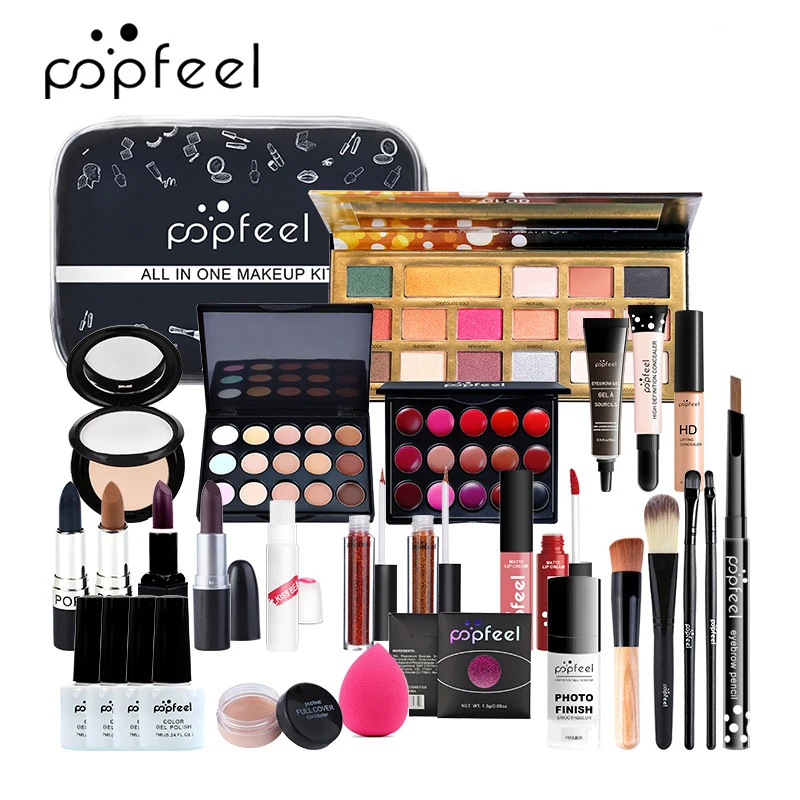 Professional Make Up Sets Eyeshadow Foundation Lipstick Eyebrow Pencil Lip Gloss Makeup Brush Powder Puff with Bag Cosmetics Kit
Professional Make Up Sets Eyeshadow Foundation Lipstick Eyebrow Pencil Lip Gloss Makeup Brush Powder Puff with Bag Cosmetics Kit