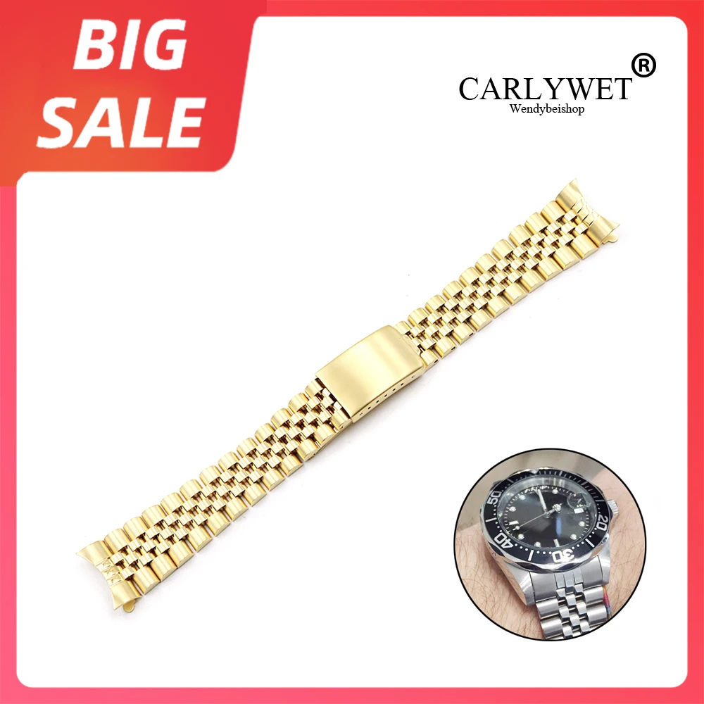 CARLYWET 19 20 22mm Gold 316L Stainless Steel Silver Hollow Curved End Solid Screw Links Replacement Watch Band For Seiko Rolex
CARLYWET 19 20 22mm Gold 316L Stainless Steel Silver Hollow Curved End Solid Screw Links Replacement Watch Band For Seiko Rolex