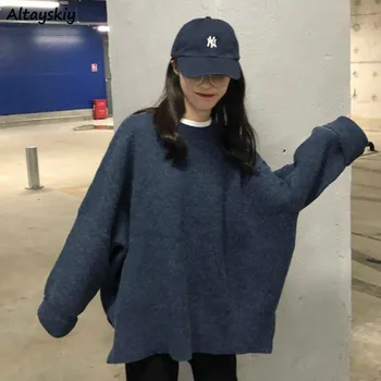 Pullovers Women Solid Oversize Side Slit Korean Minimalist Daily Basic Loose Sweater Fashion Warm Knit Coats New Students Female
Pullovers Women Solid Oversize Side Slit Korean Minimalist Daily Basic Loose Sweater Fashion Warm Knit Coats New Students Female