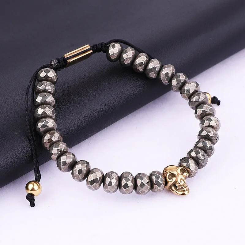 High Quality Beads Men Jewelry Bracelet Natural Stone Pyrite Stainless Steel Skull Charm Braided Bracelet Men
High Quality Beads Men Jewelry Bracelet Natural Stone Pyrite Stainless Steel Skull Charm Braided Bracelet Men