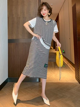 Stylish Comfortable under Layer T-shirt + round Neck Striped Vest + Straight Skirt Three-Piece Suit Women's Fashion New Style
Stylish Comfortable under Layer T-shirt + round Neck Striped Vest + Straight Skirt Three-Piece Suit Women's Fashion New Style