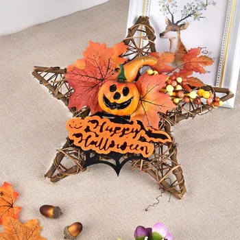 Halloween Wooden Five-Star Wall Hanging Halloween Wall Door Decoration with Ghost Pumpkin Berry Maple Leaf for Halloween Parties
Halloween Wooden Five-Star Wall Hanging Halloween Wall Door Decoration with Ghost Pumpkin Berry Maple Leaf for Halloween Parties