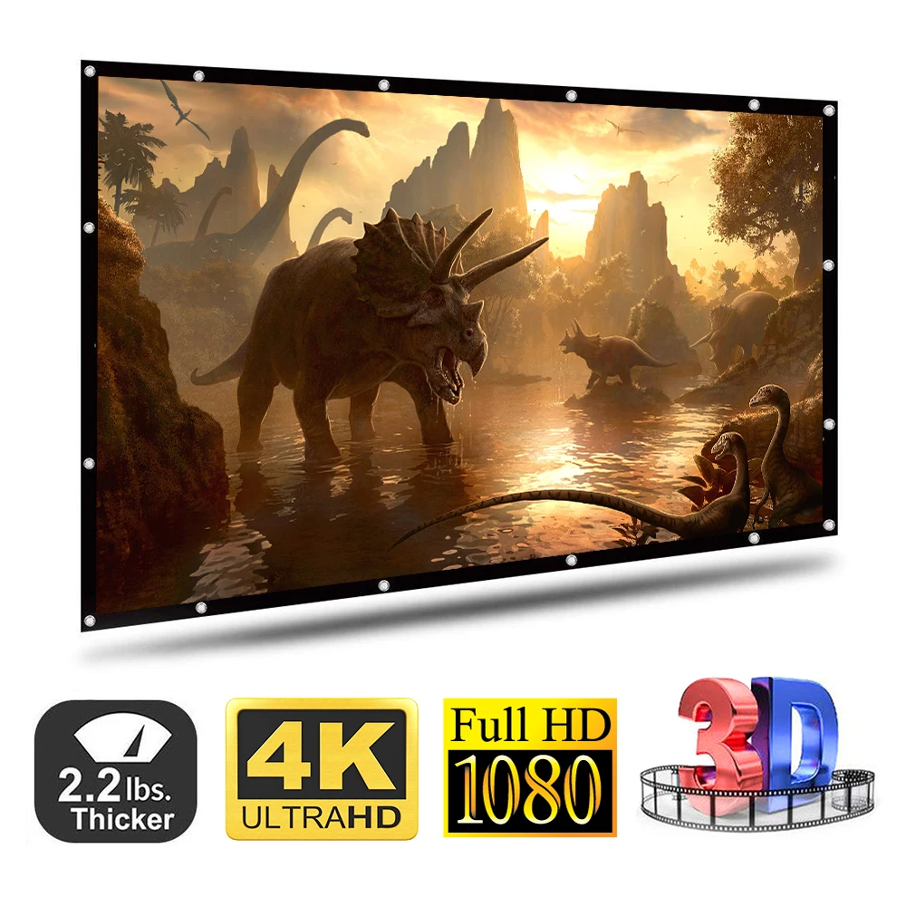 Painting - 100/120 Inches 16:9 Projector Screen Polyester Portable Foldable Front/Rear Non-crease Foldable Design Home Projection Screen