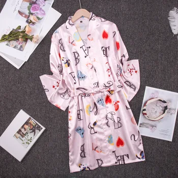 PAJ female robe silk women's summer satin pajamas letter print Women's nightgown nightie sexy night dress
PAJ female robe silk women's summer satin pajamas letter print Women's nightgown nightie sexy night dress
