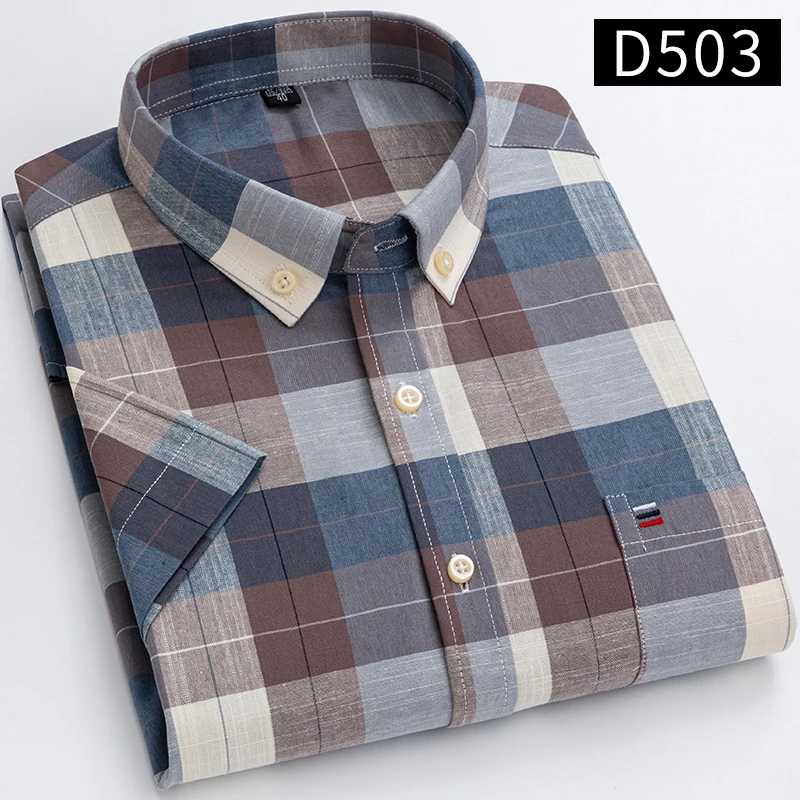 Fashion Men's Short Sleeve Oxford Printed Casual Dress Shirts Front