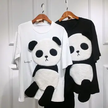 Short-sleeved Tshirt Female Students Panda Furry Embroidery Korean Loose Harajuku Couples Clothing Women Girlfriends Tops
Short-sleeved Tshirt Female Students Panda Furry Embroidery Korean Loose Harajuku Couples Clothing Women Girlfriends Tops