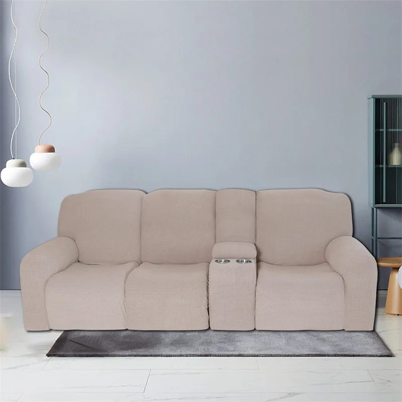 Housse extensible pour fauteuil inclinable 3 places, avec porte-gobelet, en polaire, pour salon Housse extensible pour fauteuil inclinable 3 places, avec porte-gobelet, en polaire, pour salon