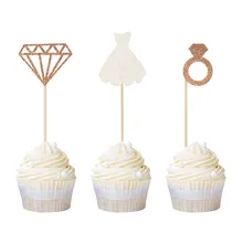 Cakelove 12 pçs anel de diamante coroa de casamento cupcake toppers noiva para ser bolo topper para casamento nupcial chuveiro festa de aniversário decoração(China)