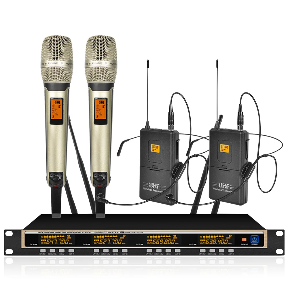 Wireless Microphone System Professional UHF Automatic Frequency 2 Handheld 2 Headset Microphone Wireless
Wireless Microphone System Professional UHF Automatic Frequency 2 Handheld 2 Headset Microphone Wireless