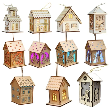 11PCS Miniature Wood Dollhouse Holiday LED Lights Wood House Christmas Tree Hanging Ornaments Holiday Wedding Decoration Gifts
11PCS Miniature Wood Dollhouse Holiday LED Lights Wood House Christmas Tree Hanging Ornaments Holiday Wedding Decoration Gifts