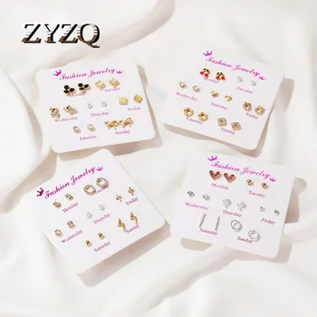 ZYZQ One Week Set Earrings Simple And Sweet 7 Pairs Of Earrings Week Combination Commuter Earrings
ZYZQ One Week Set Earrings Simple And Sweet 7 Pairs Of Earrings Week Combination Commuter Earrings