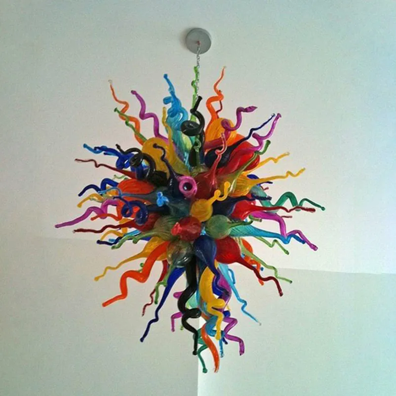 

Contemporary Led Pendant Lamp Art Decoration Colorful Hand Blown Glass Chandelier Lights 28 by 36 Inches